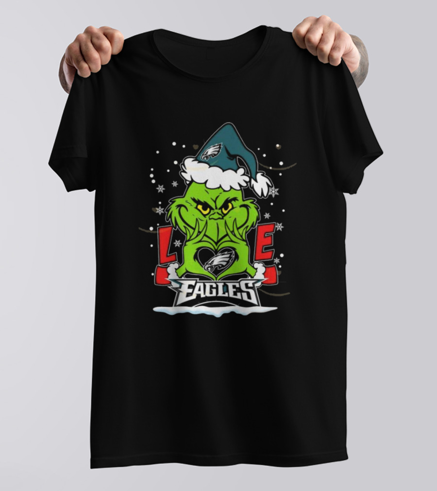 The Grinch Philadelphia Eagles Love Snowy Hat Stars T-Shirt