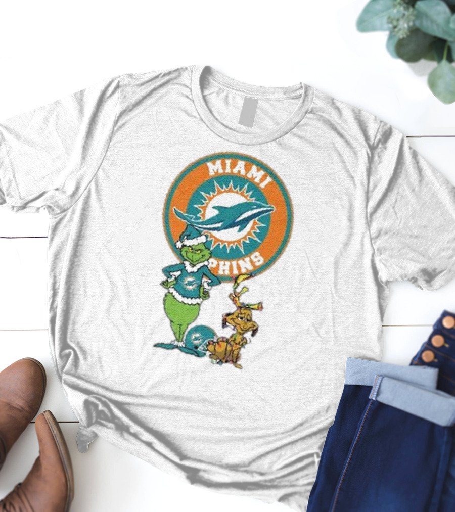 Grinch Max Miami Dolphins Merry Christmas T-Shirt