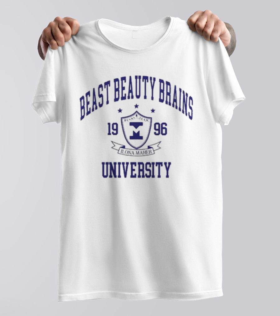 Beast Beauty Brains Ilona Maher 1996 University Crest T-Shirt