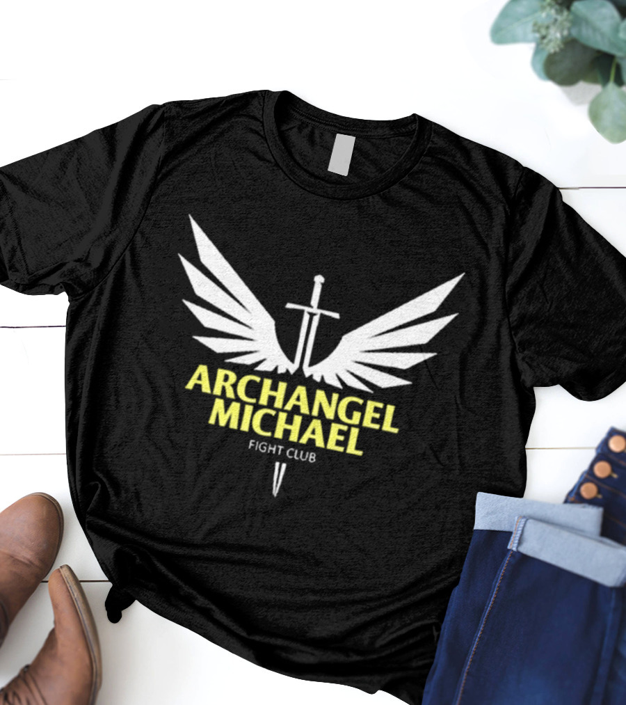 Archangel Michael Sword Wings Emblem Fight Club T-Shirt