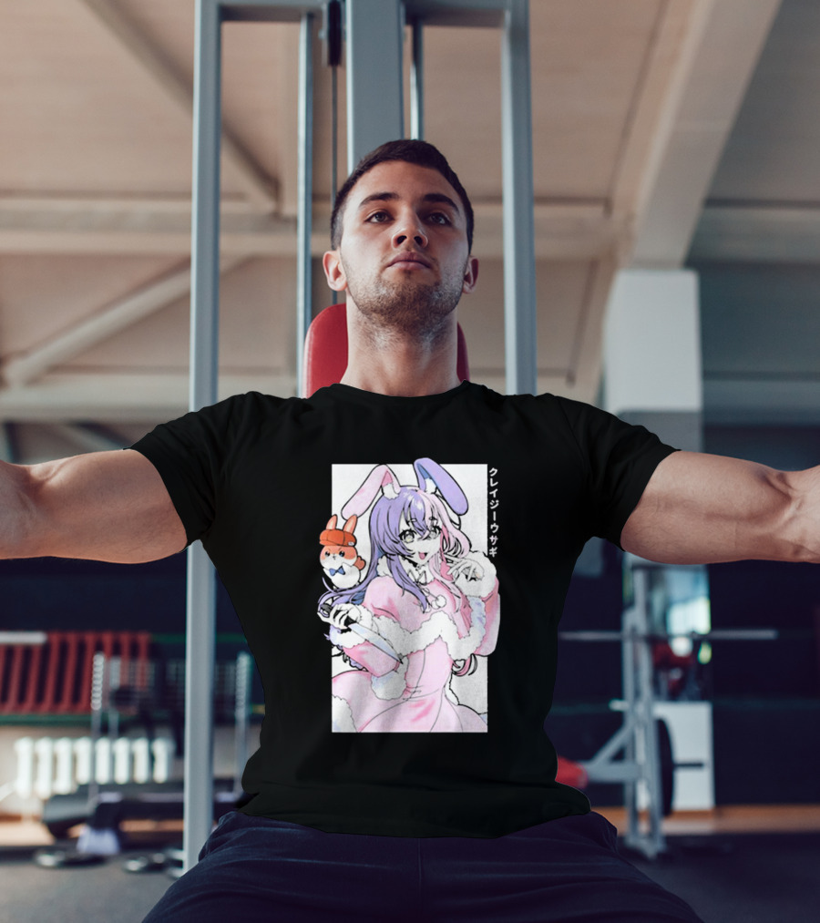 Gamersupps Punkalopi Crazy Usagi Japanese Text Anime Bunny Girl Holding Knife T-Shirt