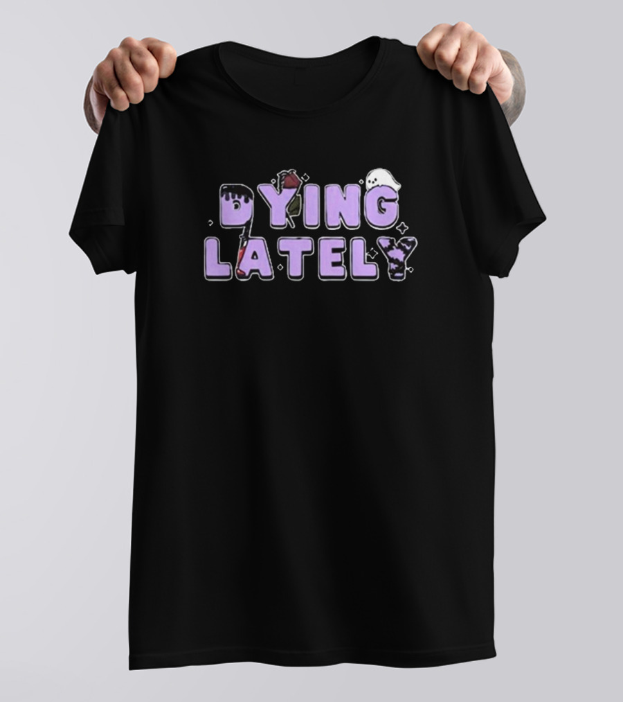 Iamjakehill Dying Lately Ghost Rose Dripping Red Blood Purple Letters T-Shirt