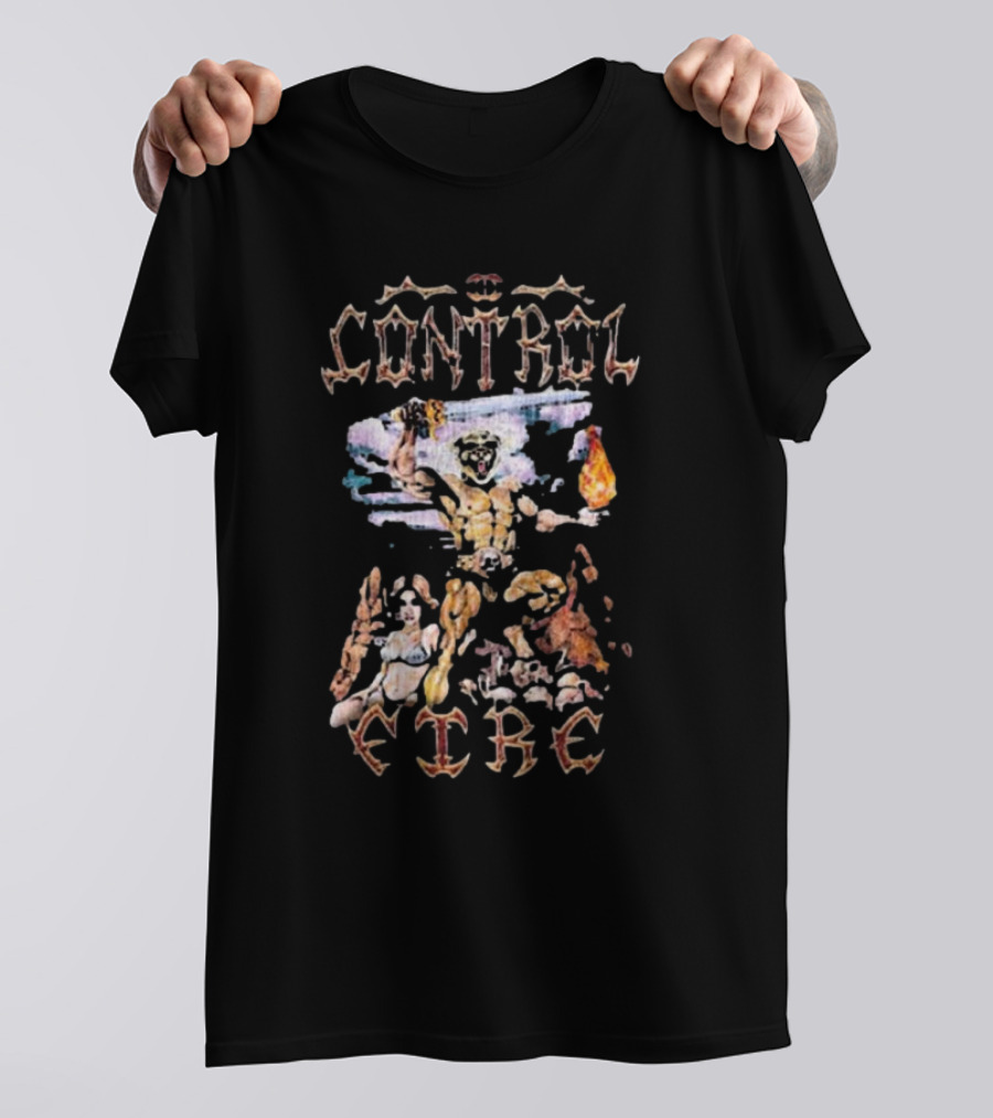 Meatcanyon I Control Fire Barbarian Vintage Fantasy T-Shirt