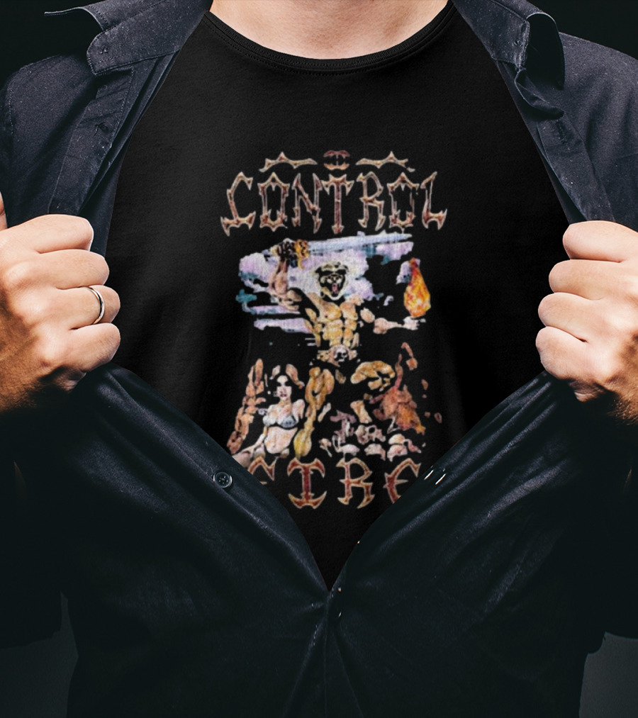Meatcanyon I Control Fire Barbarian Vintage Fantasy T-Shirt