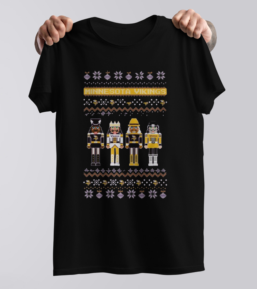 Minnesota Vikings NFL Ugly Christmas Sweater Nutcracker Holiday T-Shirt