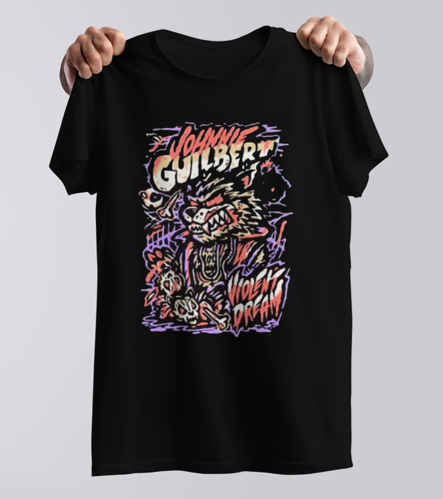Johnnie Guilbert Violent Dream Wild Wolf Character Art With Punk Style Elements T-Shirt