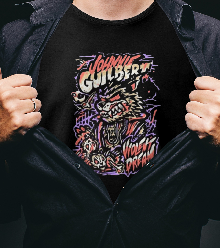 Johnnie Guilbert Violent Dream Wild Wolf Character Art With Punk Style Elements T-Shirt