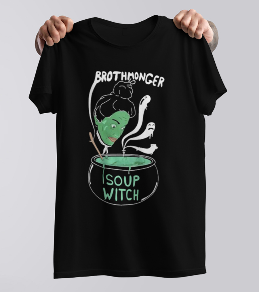 Brothmonger Soup Witch Green Face Stirring Cauldron Ghost Hazes T-Shirt