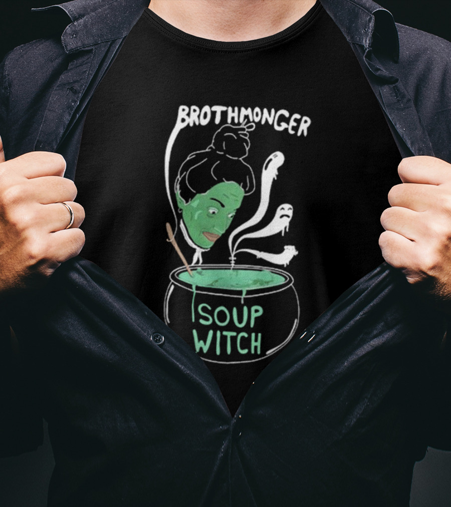Brothmonger Soup Witch Green Face Stirring Cauldron Ghost Hazes T-Shirt