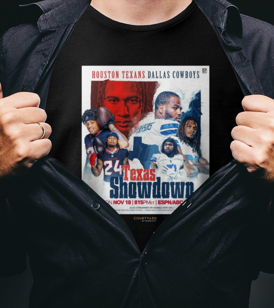 Houston Texans Dallas Cowboys Texas Showdown Mon Nov 18 815PM ET ESPN ABC ESPN2 T-Shirt