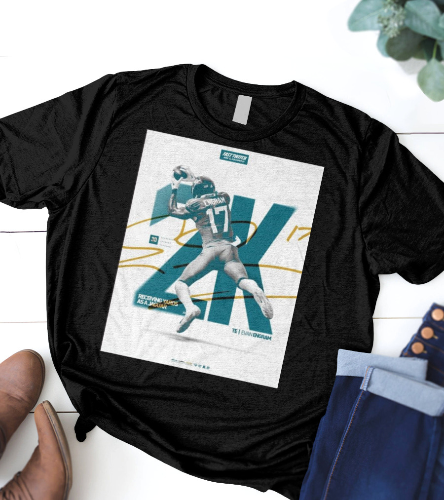 Jacksonville Jaguars TE Evan Engram 2K Receiving Yards As A Jaguar T-Shirt