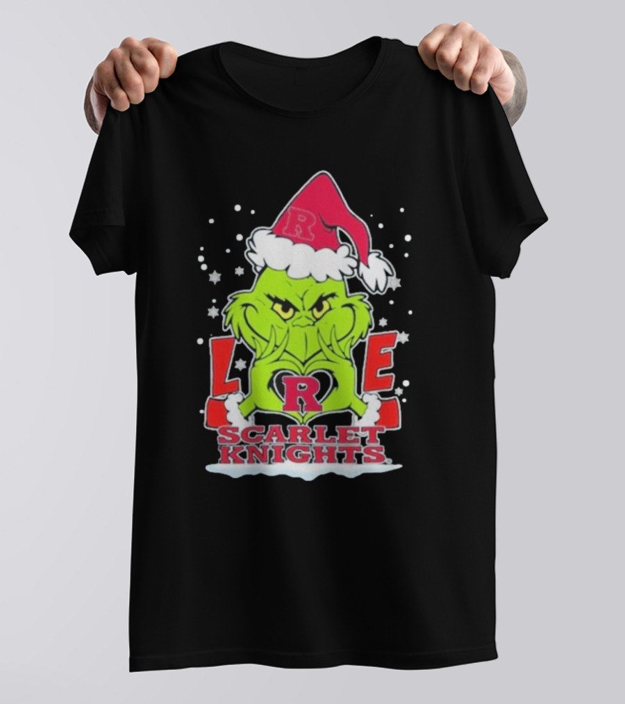 Grinch Love Rutgers Scarlet Knights Football Christmas T-Shirt