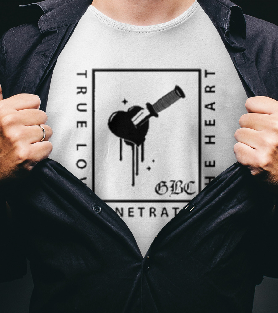 True Love Penetrates The Heart GBC Dripping Heart With Sword T-Shirt
