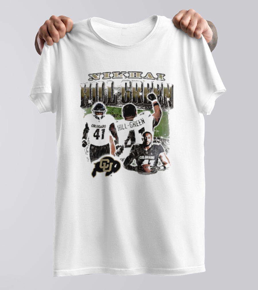 Nikhai Hill Green Colorado Buffaloes 41 Football Reflection 90s T-Shirt