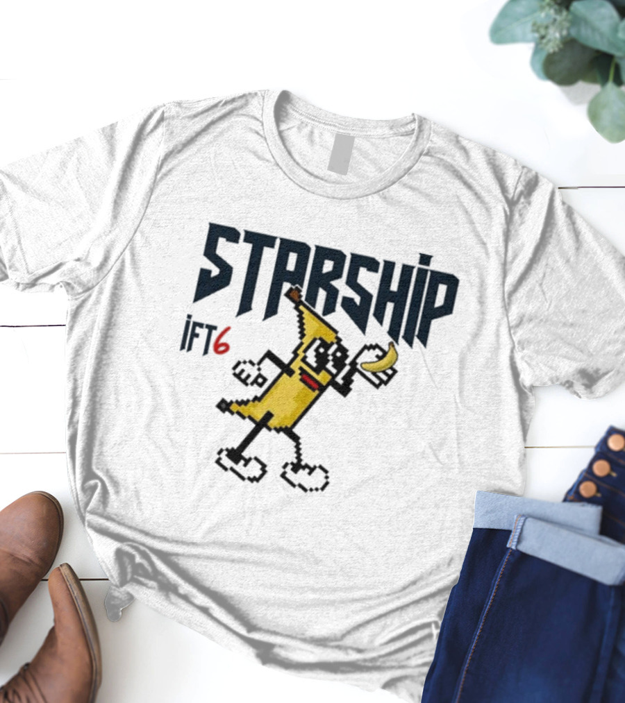 Starship IFT6 Banana Pixel Art Character T-Shirt