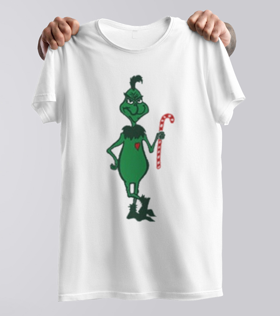 Grinch Holding Candy Cane Trey Anastasio Christmas T-Shirt