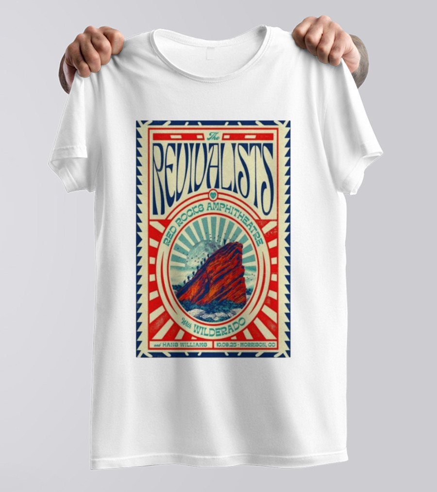 The Revivalists Red Rocks Amphitheatre Featuring Wilderado Oct 9 2025 Morrison CO T-Shirt