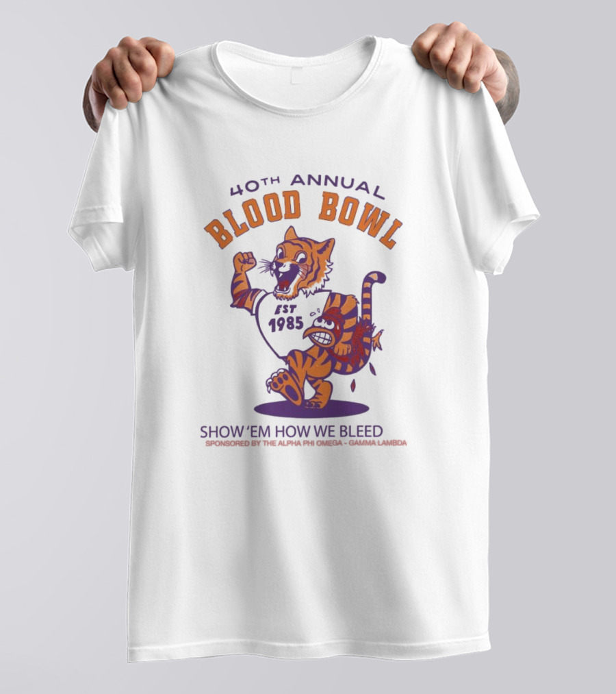 40th Annual Blood Bowl Est 1985 Show 'Em How We Bleed Sponsored By Alpha Phi Omega Gamma Lambda T-Shirt