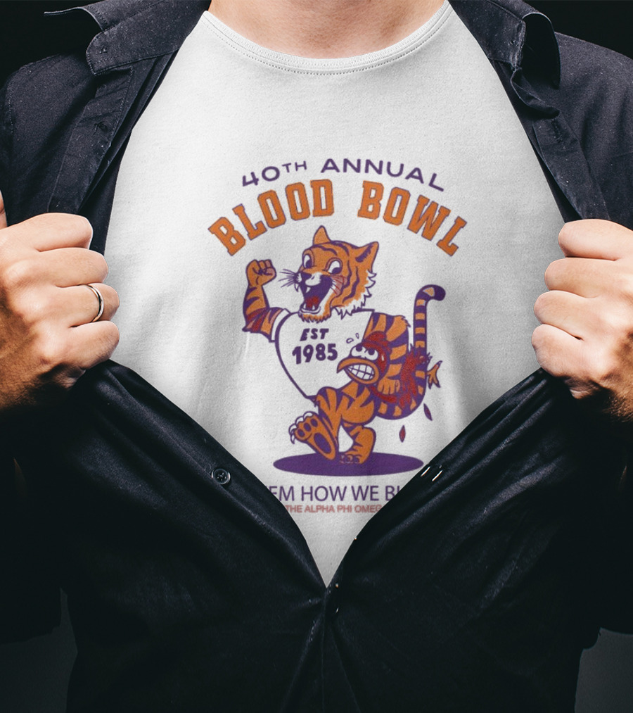 40th Annual Blood Bowl Est 1985 Show 'Em How We Bleed Sponsored By Alpha Phi Omega Gamma Lambda T-Shirt