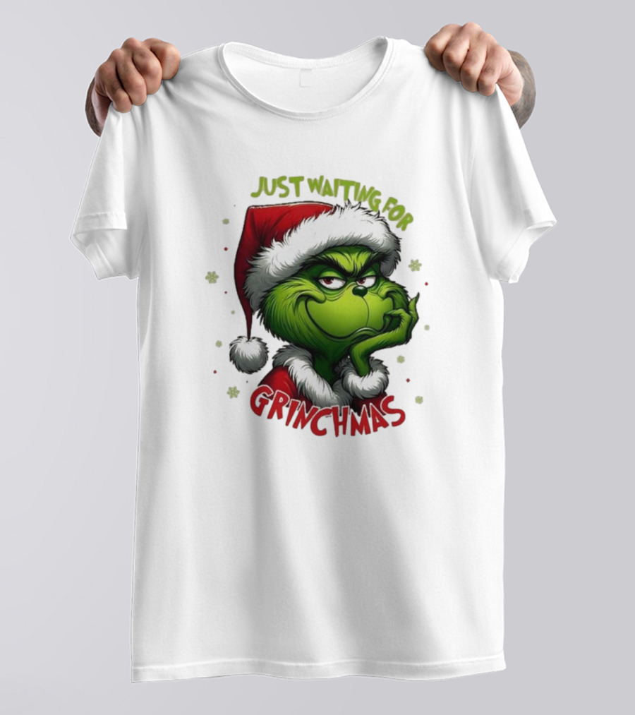 Just Waiting For Grinchmas Merry Christmas T-Shirt