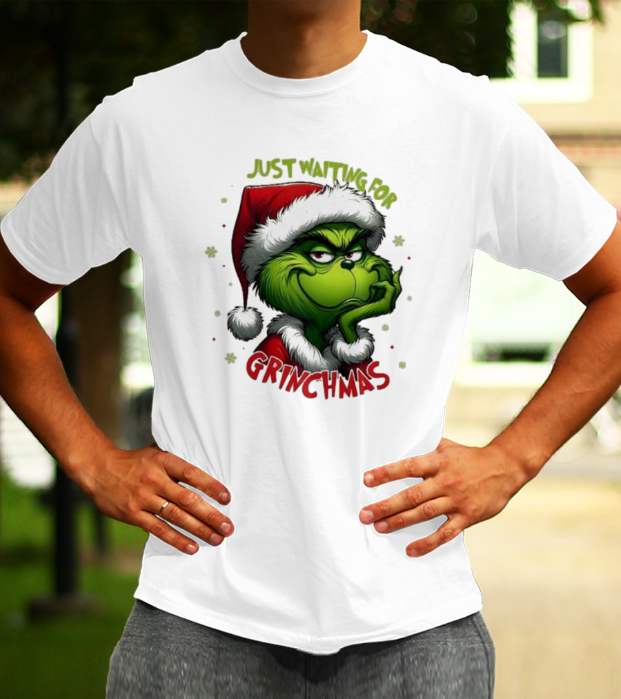 Just Waiting For Grinchmas Merry Christmas T-Shirt