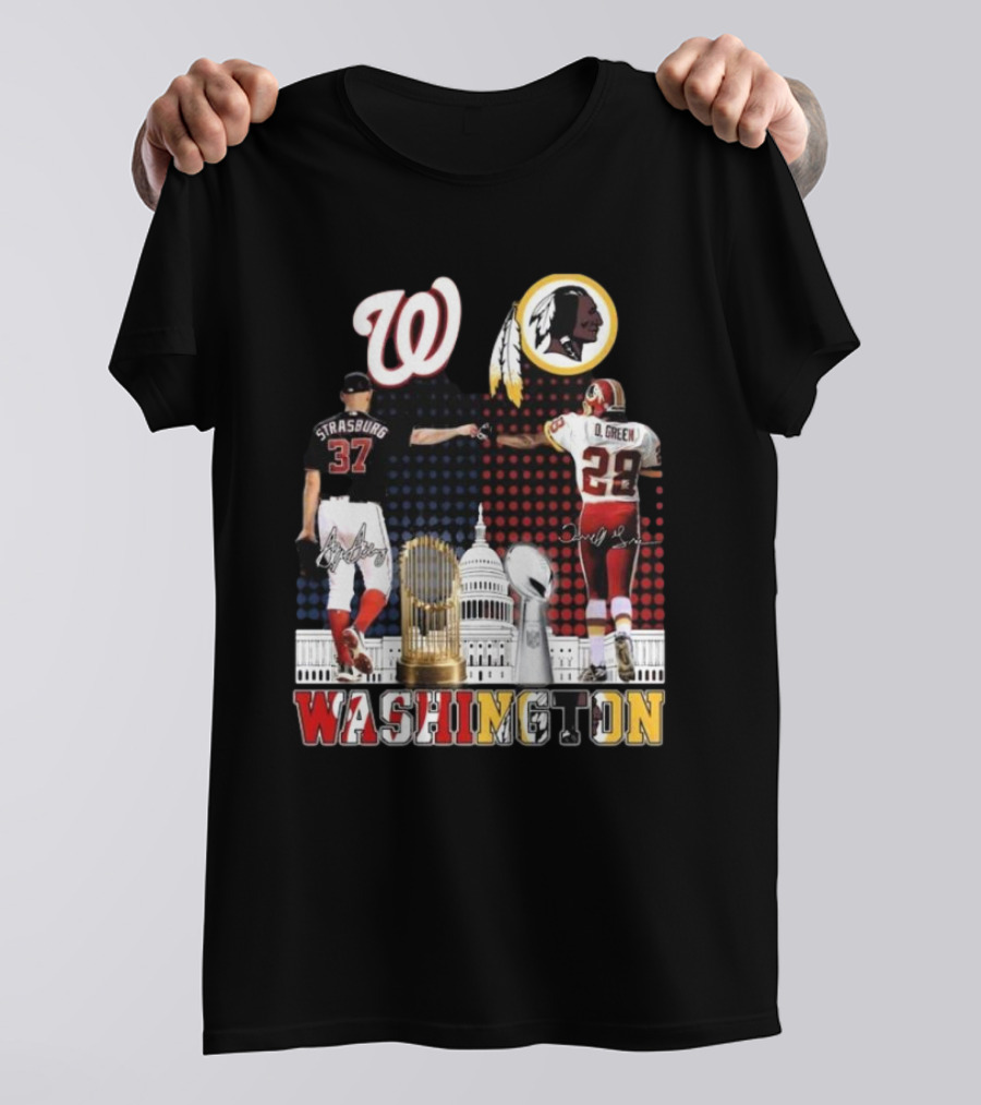 Washington Strasburg D. Green Capitol W Emblems Redskins Thank You For The Memories Signatures T-Shirt