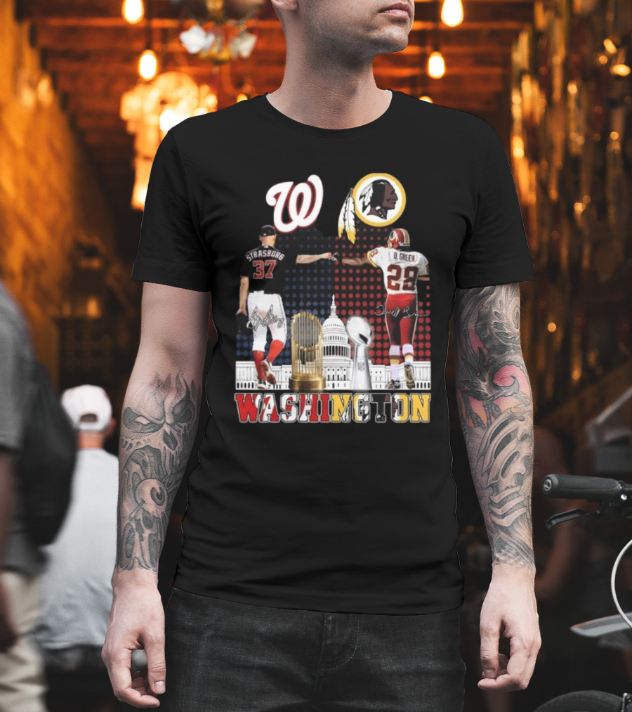 Washington Strasburg D. Green Capitol W Emblems Redskins Thank You For The Memories Signatures T-Shirt