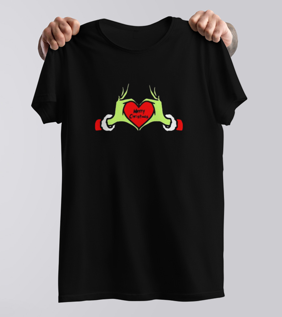 Stay Sober Merry Christmas Grinch Hand Heart T-Shirt