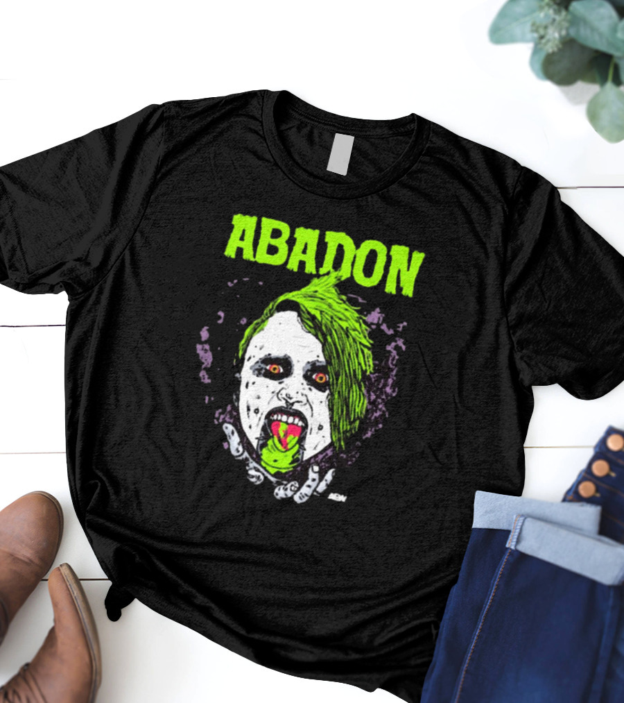 Abadon AEW Neon Green Zombie Face I Can Never Die T-Shirt