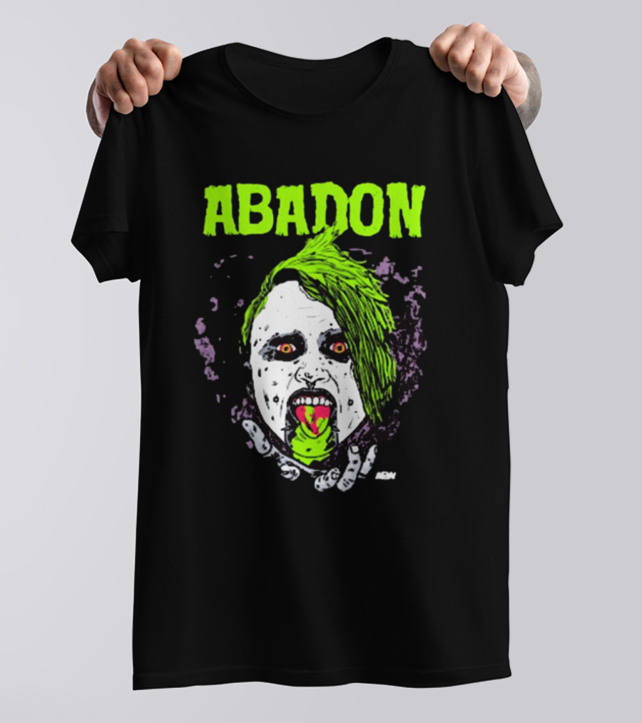 Abadon AEW Neon Green Zombie Face I Can Never Die T-Shirt