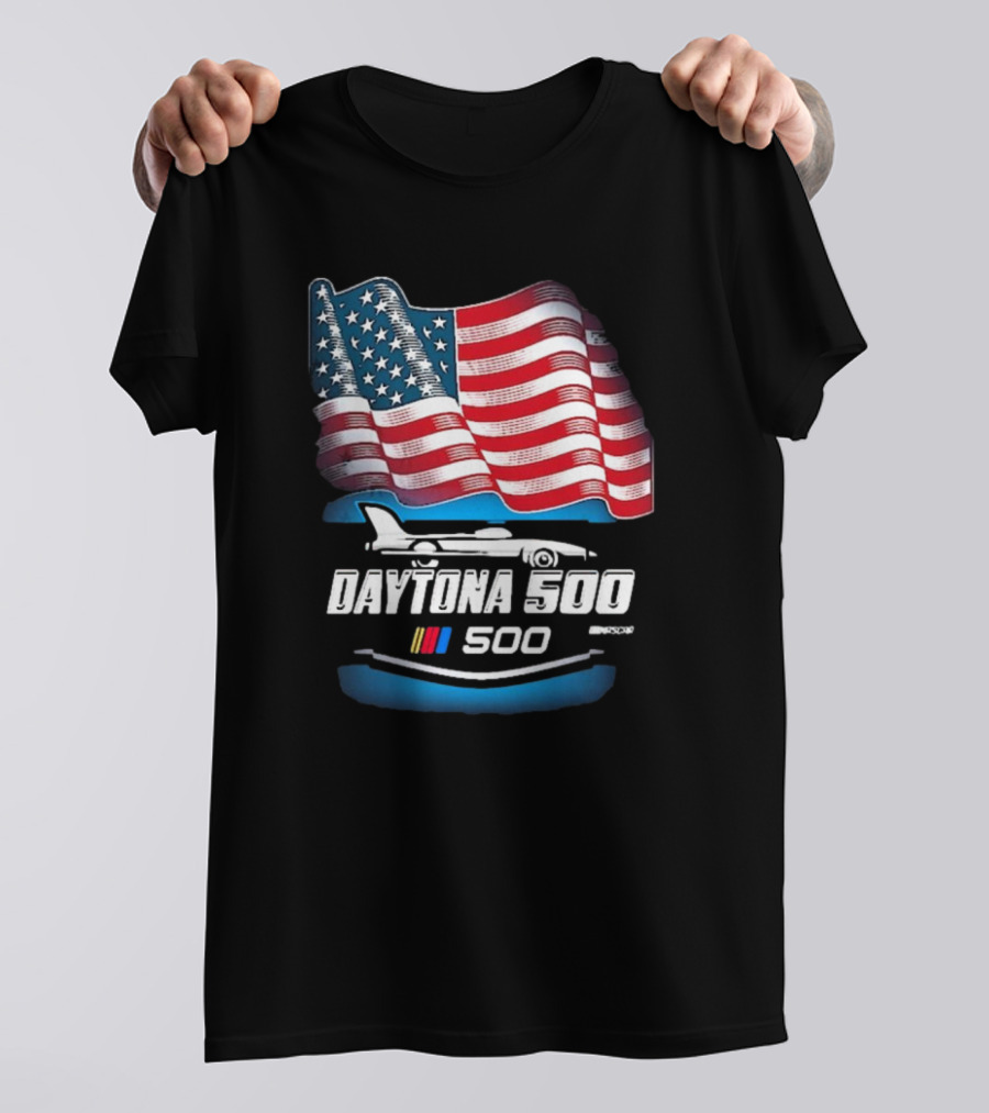 Daytona 500 American Flag Racing Daytona International Speedway 2025 Checkered Flag Sports T-Shirt
