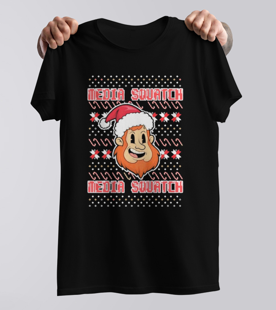 Media Squatch Santa Hat Christmas Time Ugly Sweater T-Shirt