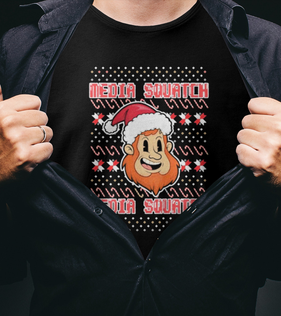 Media Squatch Santa Hat Christmas Time Ugly Sweater T-Shirt