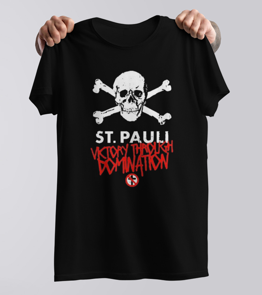 St. Pauli Victory Through Domination Skull And Crossbones Bad Religion T-Shirt