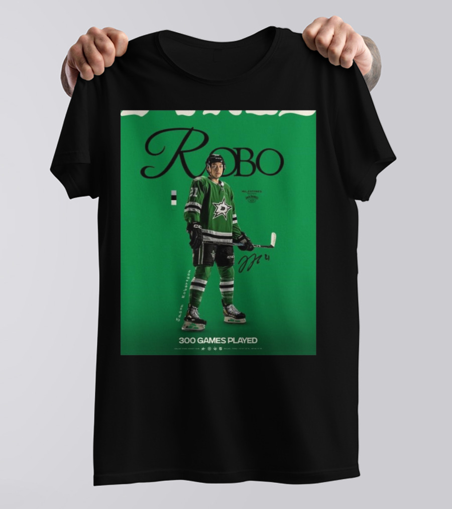 Dallas Stars Robo Jason Robertson 300 Games Played NHL T-Shirt