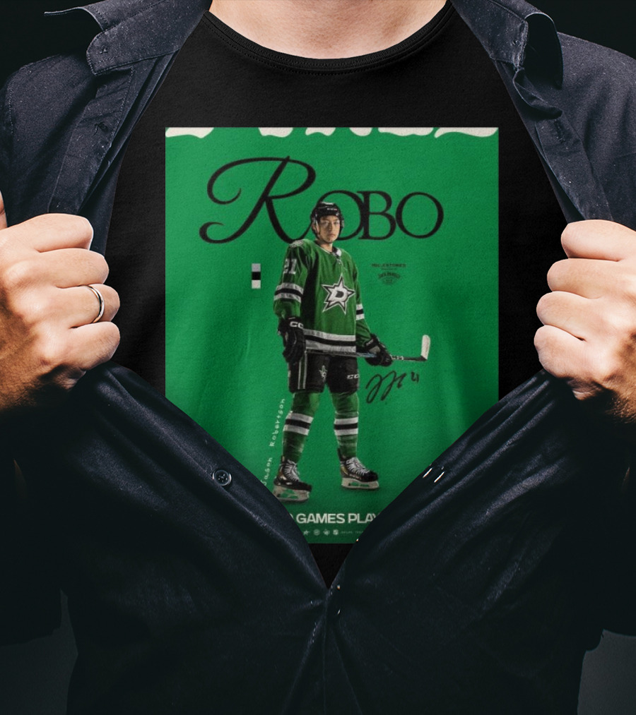 Dallas Stars Robo Jason Robertson 300 Games Played NHL T-Shirt