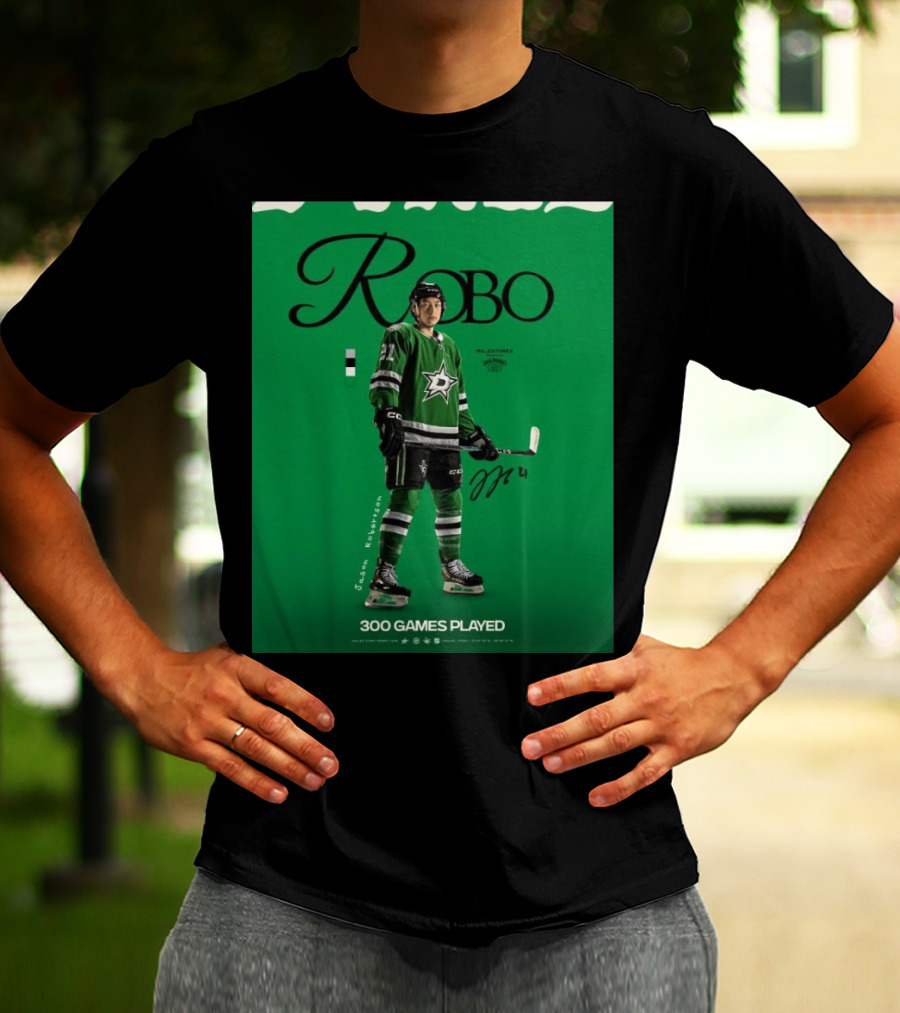 Dallas Stars Robo Jason Robertson 300 Games Played NHL T-Shirt
