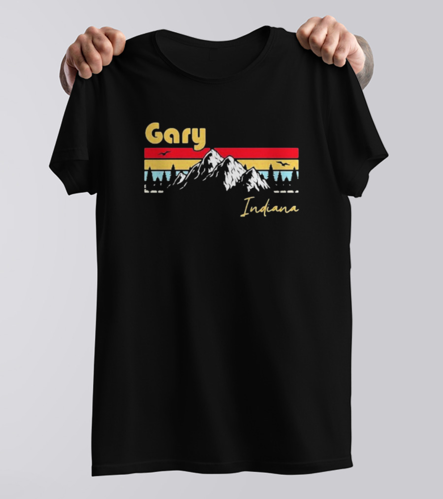 Joseph Spooky Pete Gary Indiana Retro Hometown Roots Mountain Sunset T-Shirt