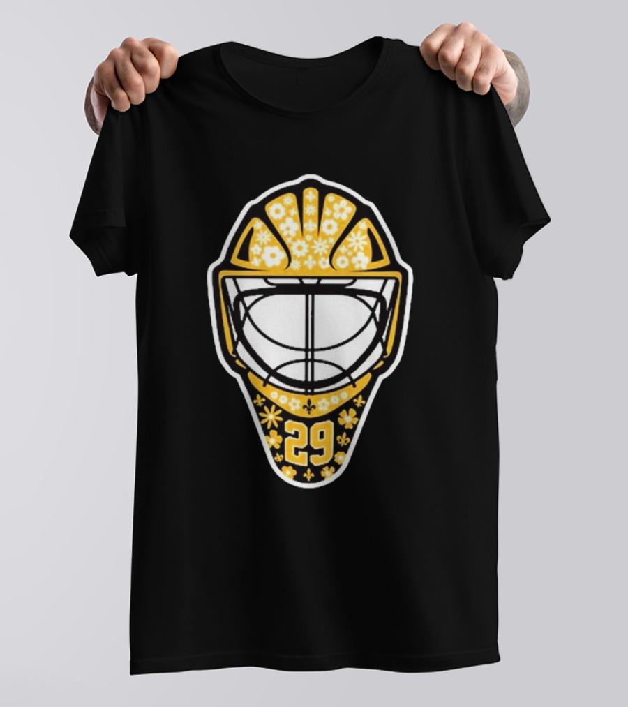 Pens Gear Marc-André Fleury Number 29 Flower Mask Pittsburgh Penguins Hockey T-Shirt