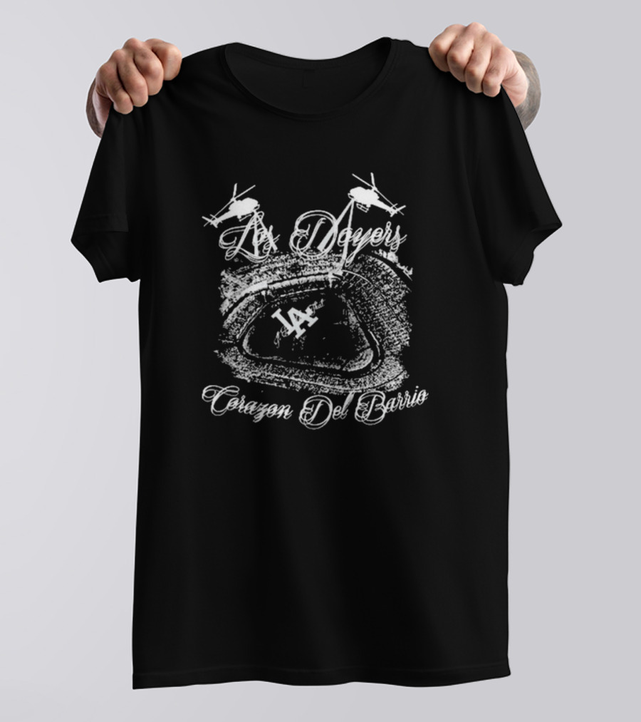 Los Dodgers Corazon Del Barrio LA Stadium Helicopters T-Shirt
