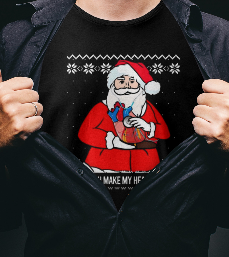 Santa You Make My Heart Flutter Ugly Christmas Sweater T-Shirt