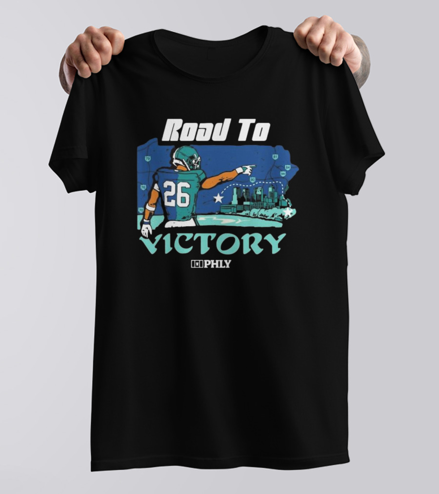Philadelphia Eagles Road To Victory Saquon Barkley PHLY NFL T-Shirt