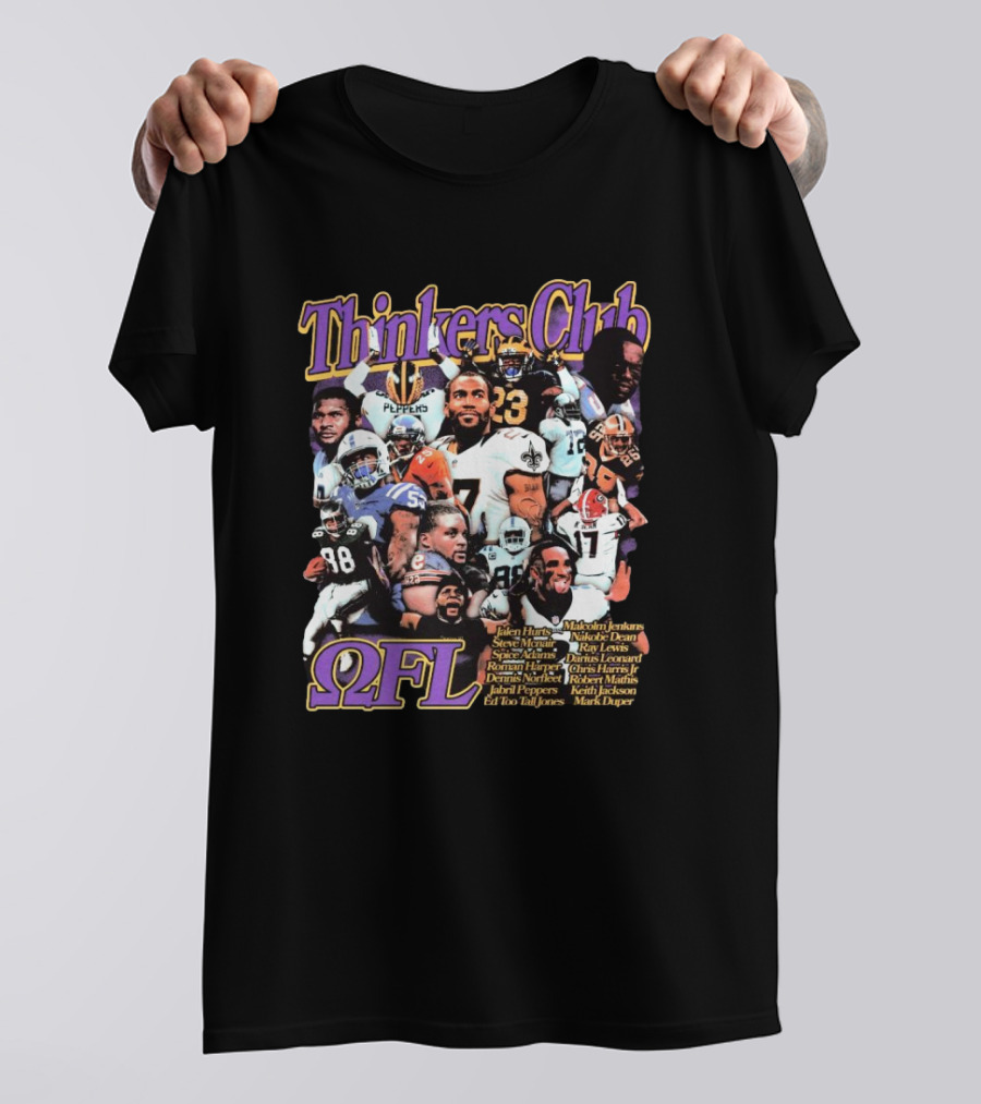 Thinkers Club NFL Jalen Hurts Steve McNair Spice Adams Roman Harper Dennis Norfleet Ray Lewis Julius Peppers Ed Too Tall Jones Melvin Ingram T-Shirt