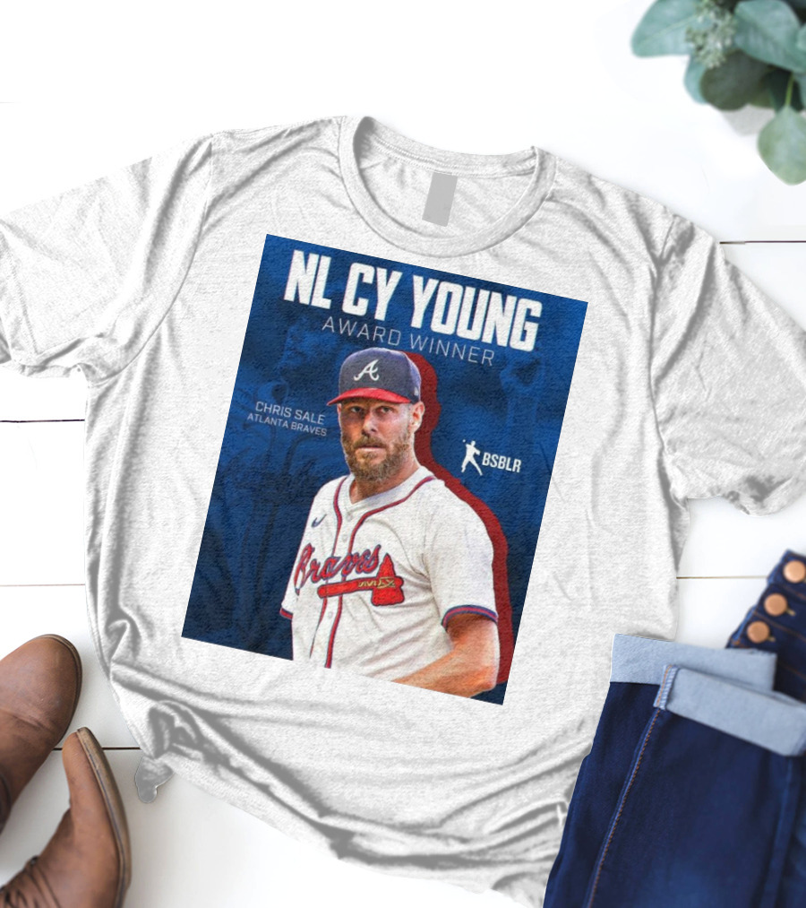 NL Cy Young Award Winner Chris Sale Atlanta Braves BSBLR T-Shirt