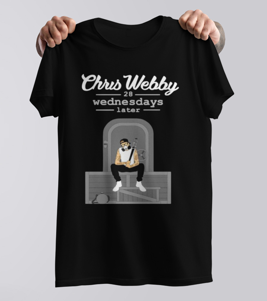 Chris Webby 28 Wednesdays Later Sitting With Gas Mask And Bat T-Shirt