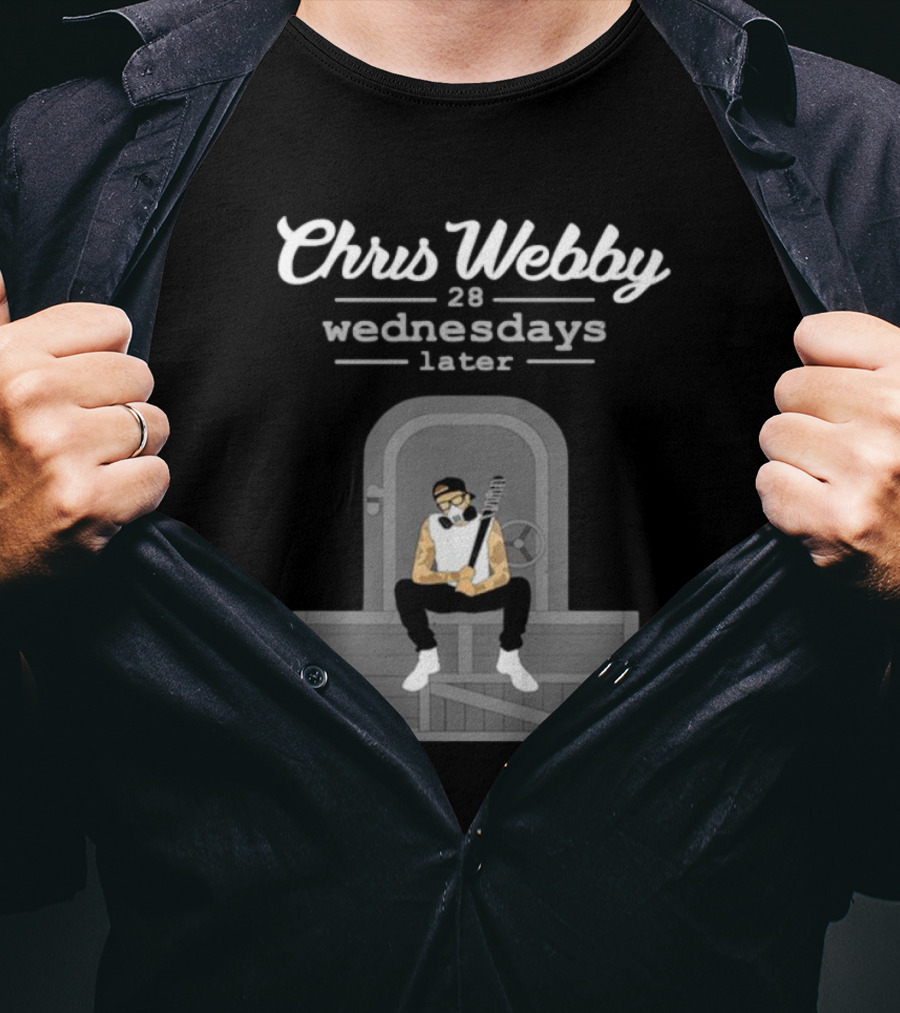 Chris Webby 28 Wednesdays Later Sitting With Gas Mask And Bat T-Shirt