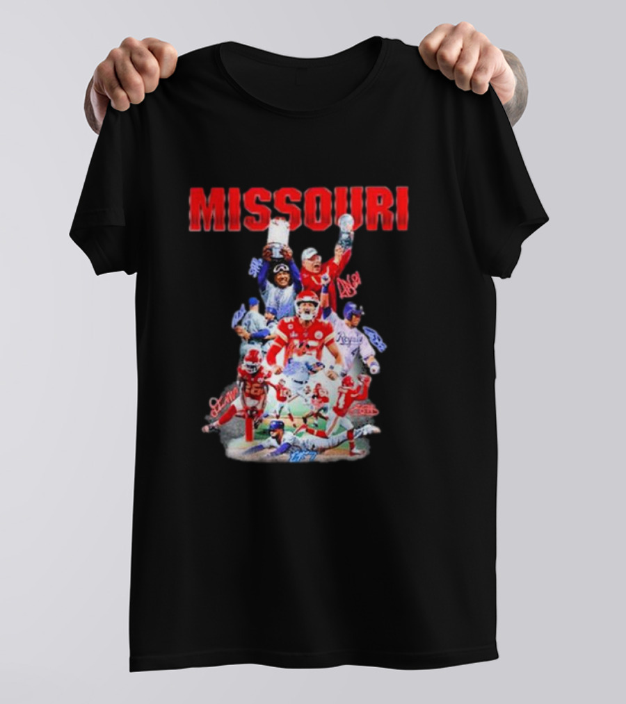 Missouri Chiefs Royals Cardinals Players Signatures T-Shirt