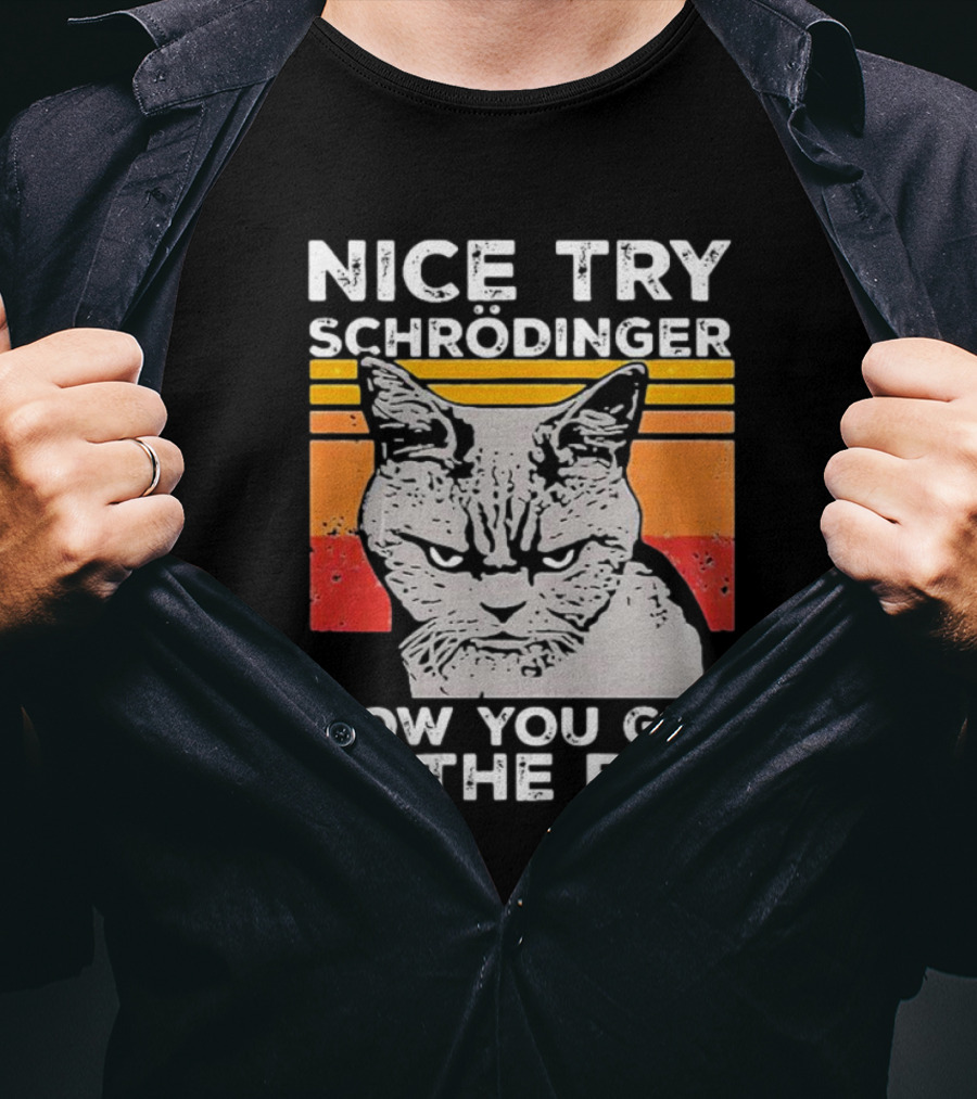 Nice Try Schrödinger Now You Get In The Box Vintage Science Cat T-Shirt