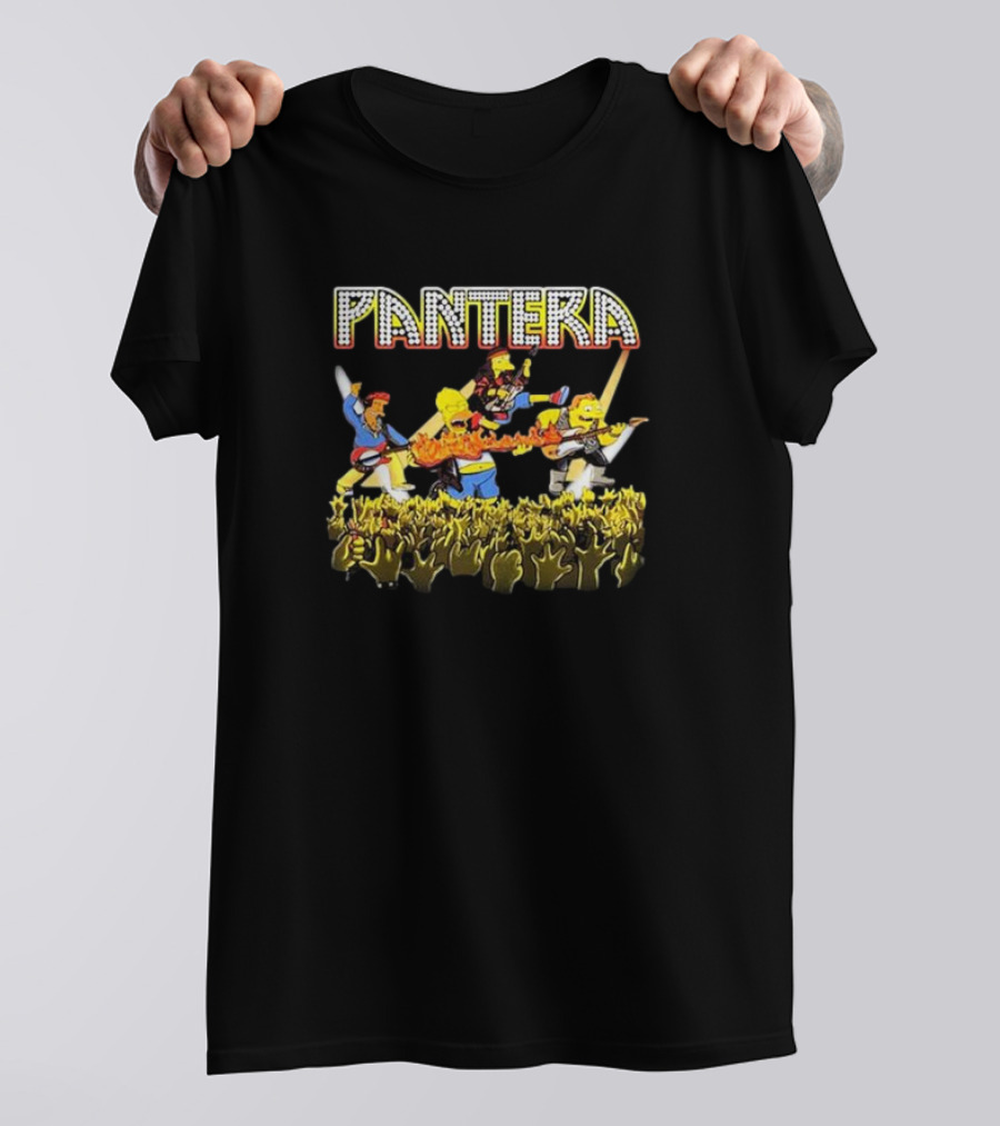 The Simpsons Characters Performing As Pantera Band Members In Concert Scene T-Shirt