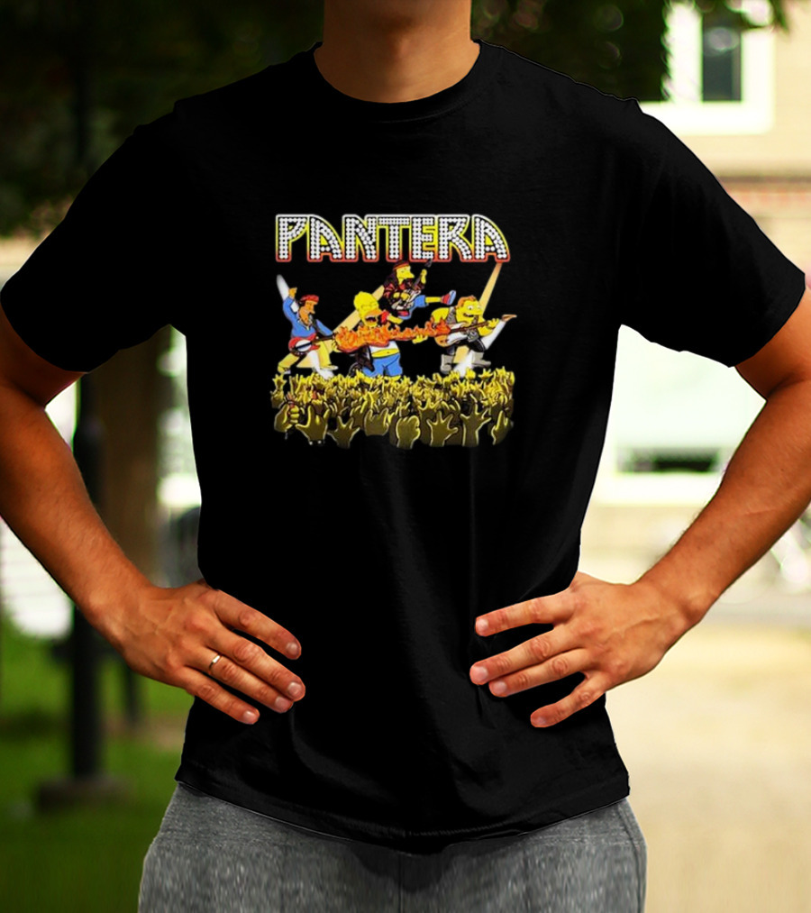 The Simpsons Characters Performing As Pantera Band Members In Concert Scene T-Shirt